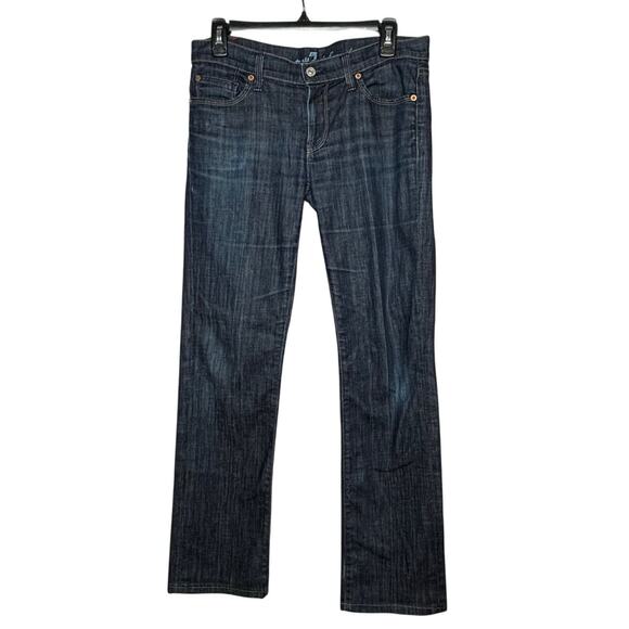 7 For All Mankind Dark Wash Denim Straight Leg Low Rise Denim Jeans Size 28 - Picture 1 of 14